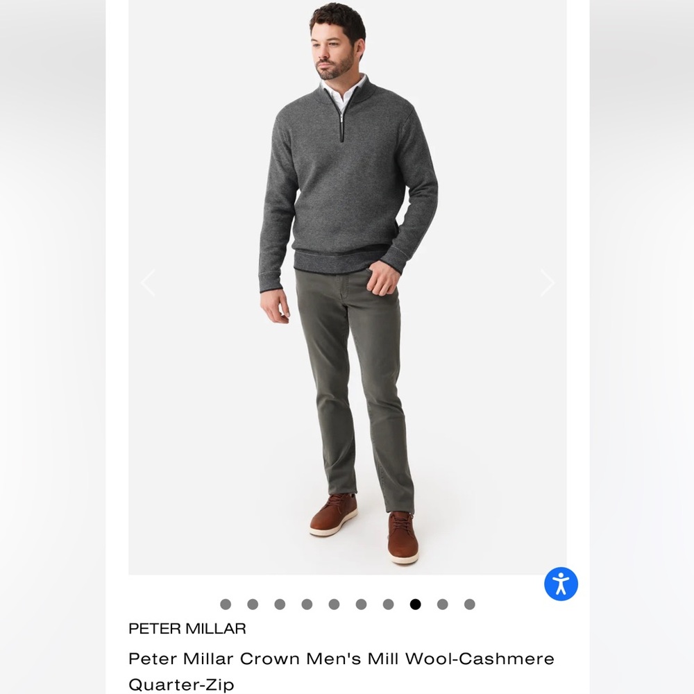 Peter Millar Crown Men's Mill Wool-Cashmere Quarter-Zip $298 Golf MF22S15